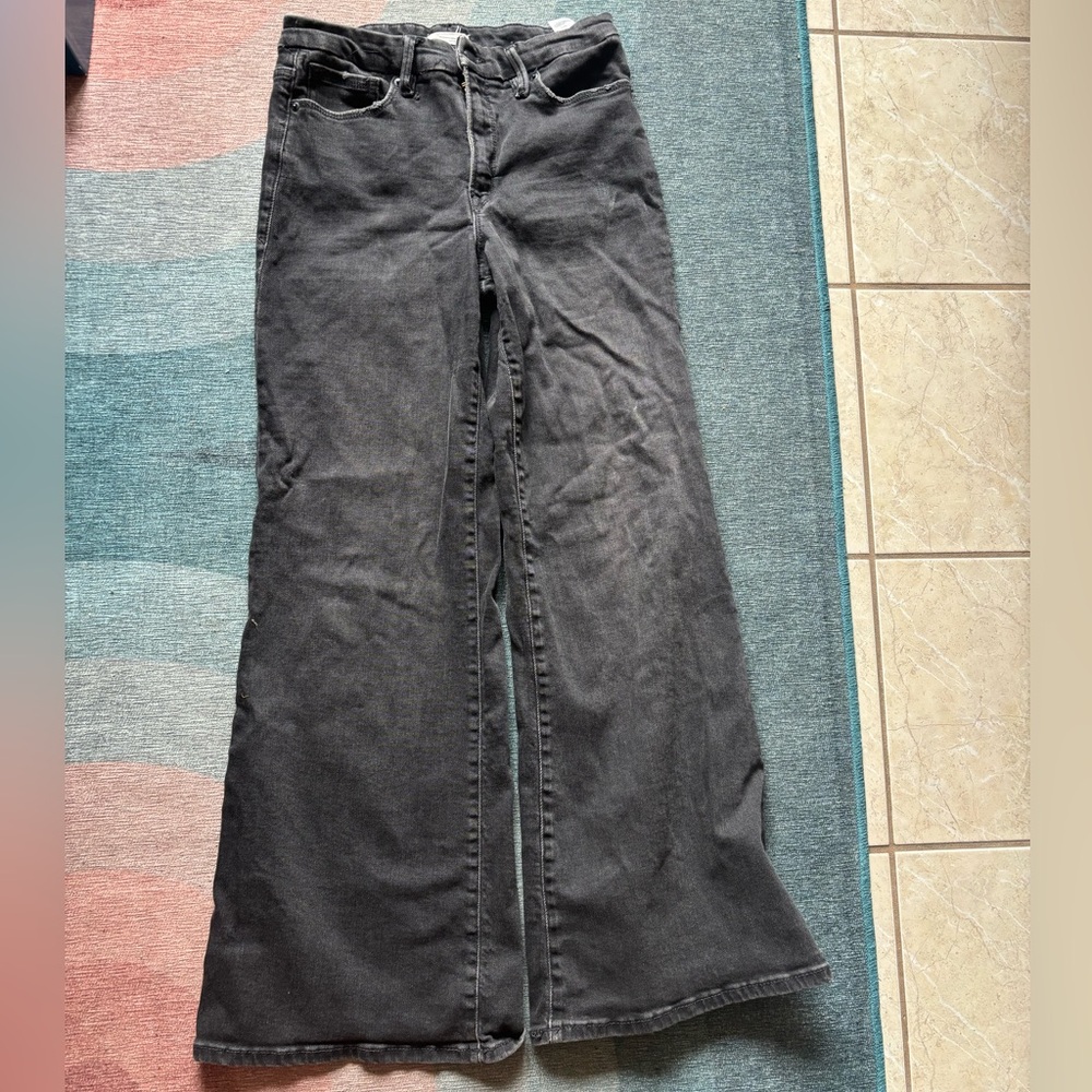 Good American Black Flare Wide Leg Jeans